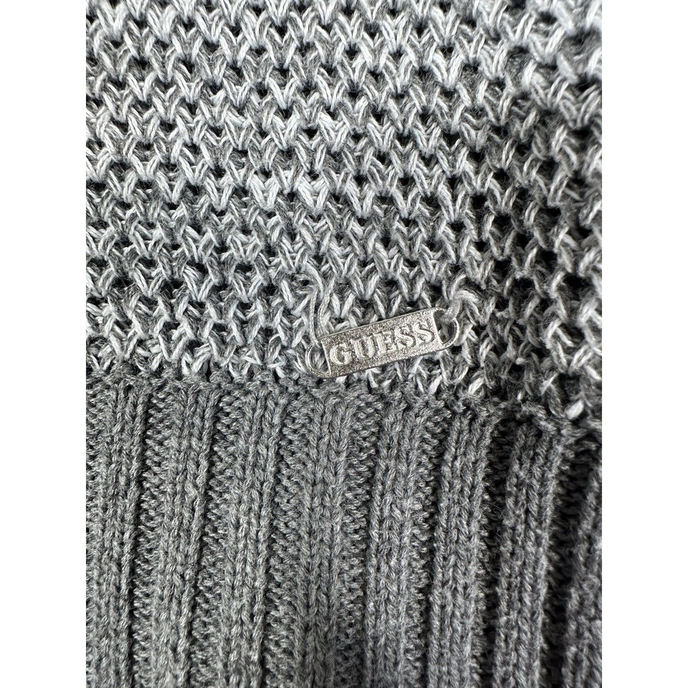 Y2K Guess Sweater Womens XS Gray Shawl Collar Buckle Fitted Pullover - Picture 11 of 11